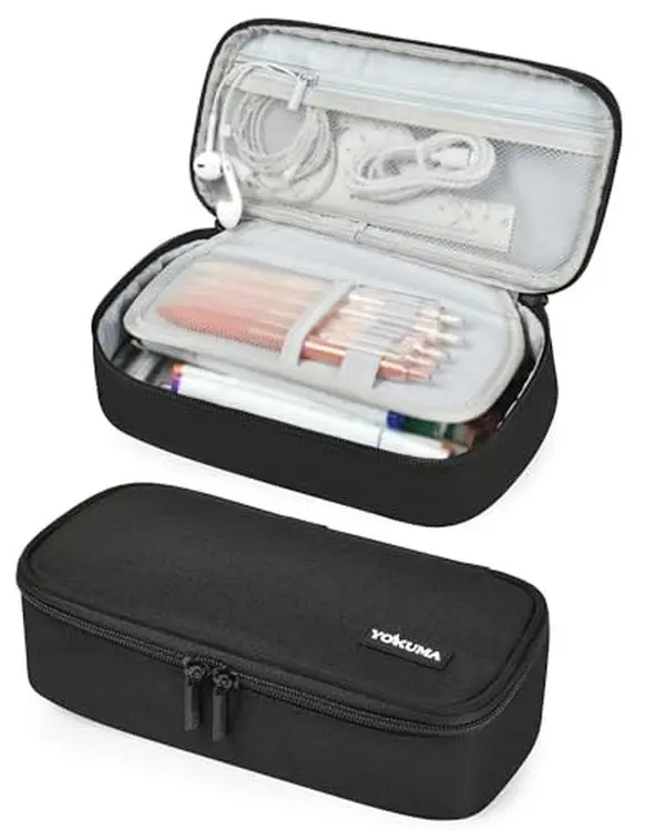 YOKUMA Pencil Case,Large Capacity Pencil Pouch,Aesthetic Zipper Pencil Box, Back to School Supplies for College Student Teen Adults,Travel Essentials,Electronic Cable Organize