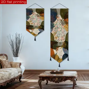 Digital print of JIT 2D FLAT plant pattern, tapestry with tassel, tapestry with tassel, design with tassel, vertical sharp corner design, suitable for living room, bedroom, dormitory, daily decoration