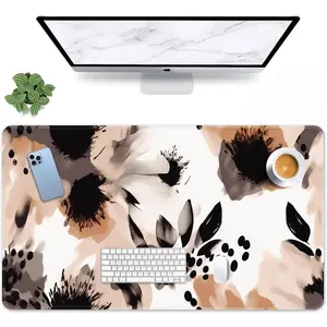 Brown Boho Tribal Flower  Pad Large Gaming Mat Floral Non-Slip Desk Pad Keyboard and  Desk Mat for Gamer, Office & , 31.5 x 15.7 in