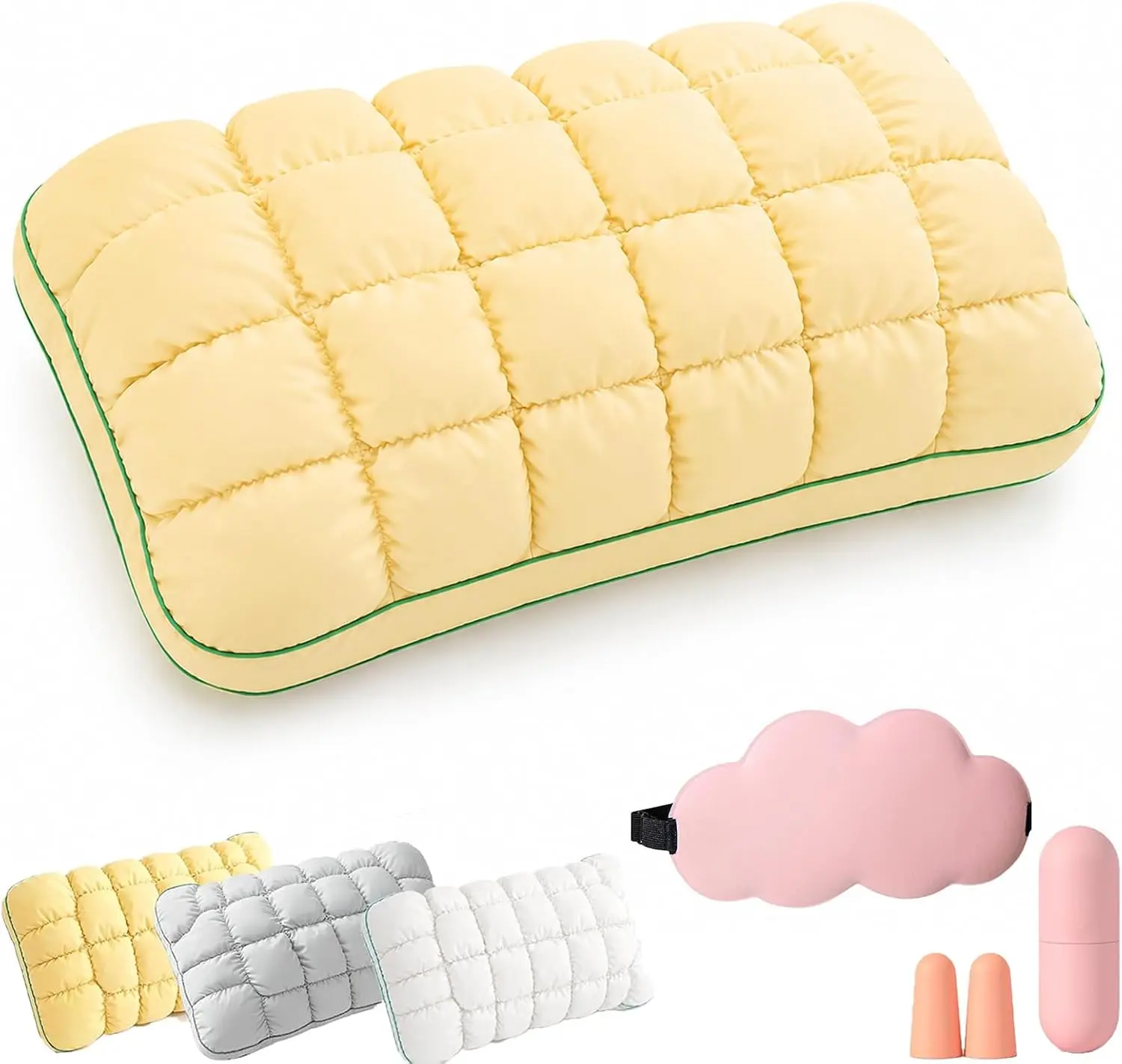 Cooling Marshmallow  Standard Pillow for Adults - High Resilience Neck Support, Breathable Skin-Friendly Washable, Ideal for Side & Back Sleepers (Yellow) puff mellow
