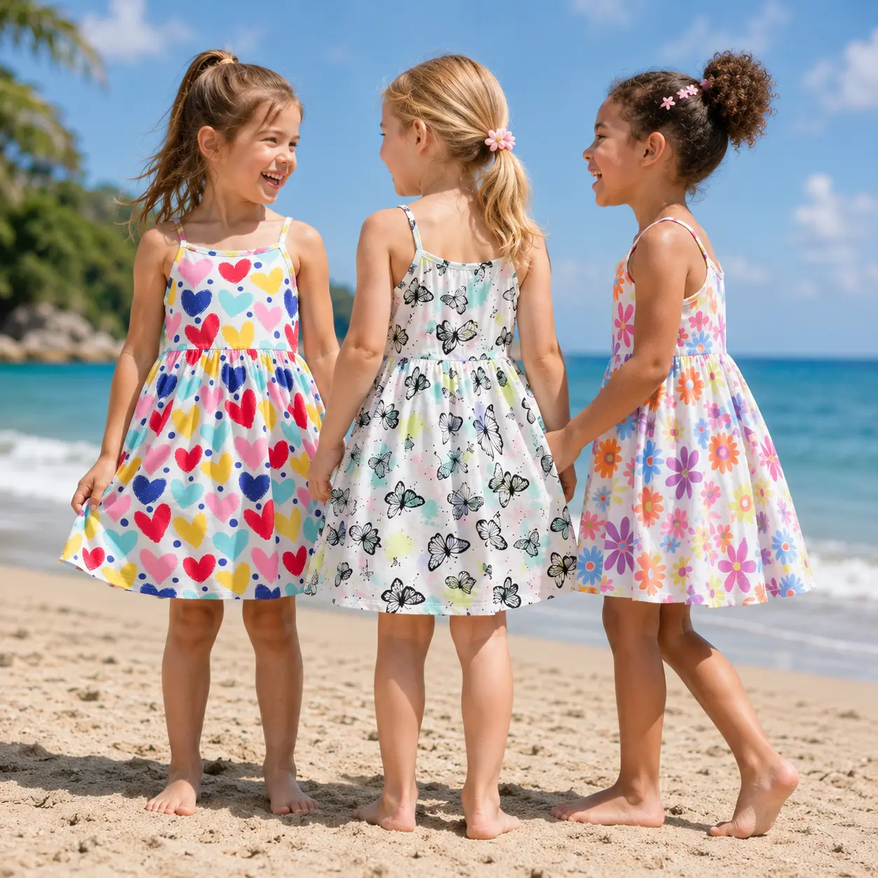 Girls 3 Pack Printed Sundresses Sleeveless Summer Dresses Cute Casual Vacation Outfits for Toddler Girls