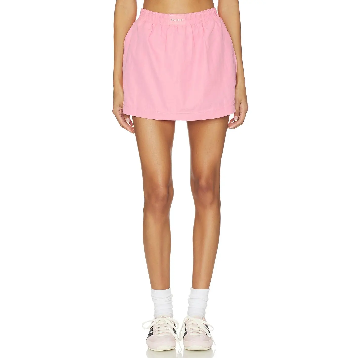 Gold Hinge Apex Patch Skirt in Light Pink