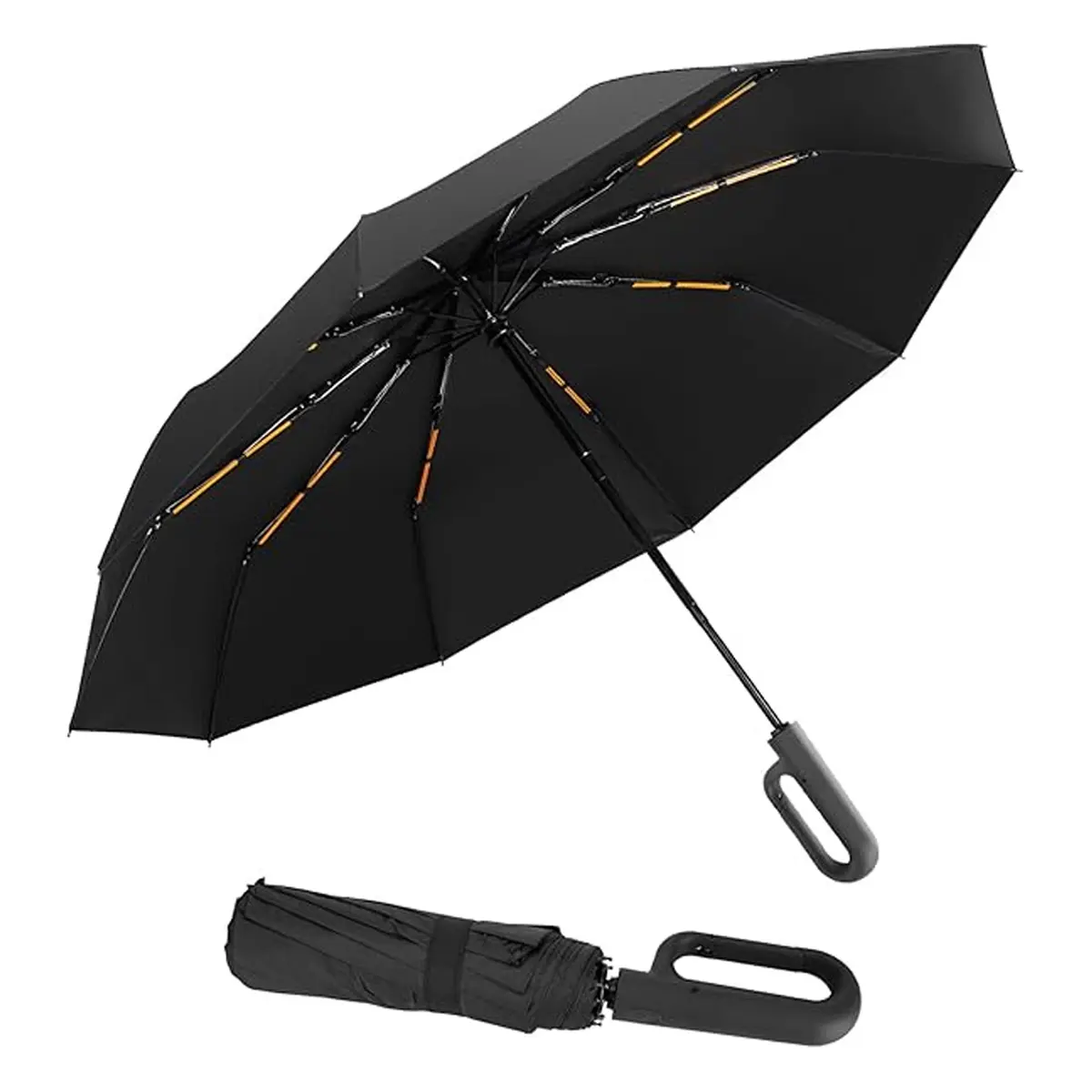 23 Inch Auto Open & Close Folding Umbrella, 10 Reinforced Ribs Compact Portable Rain Umbrella for Daily Commute & Travel
