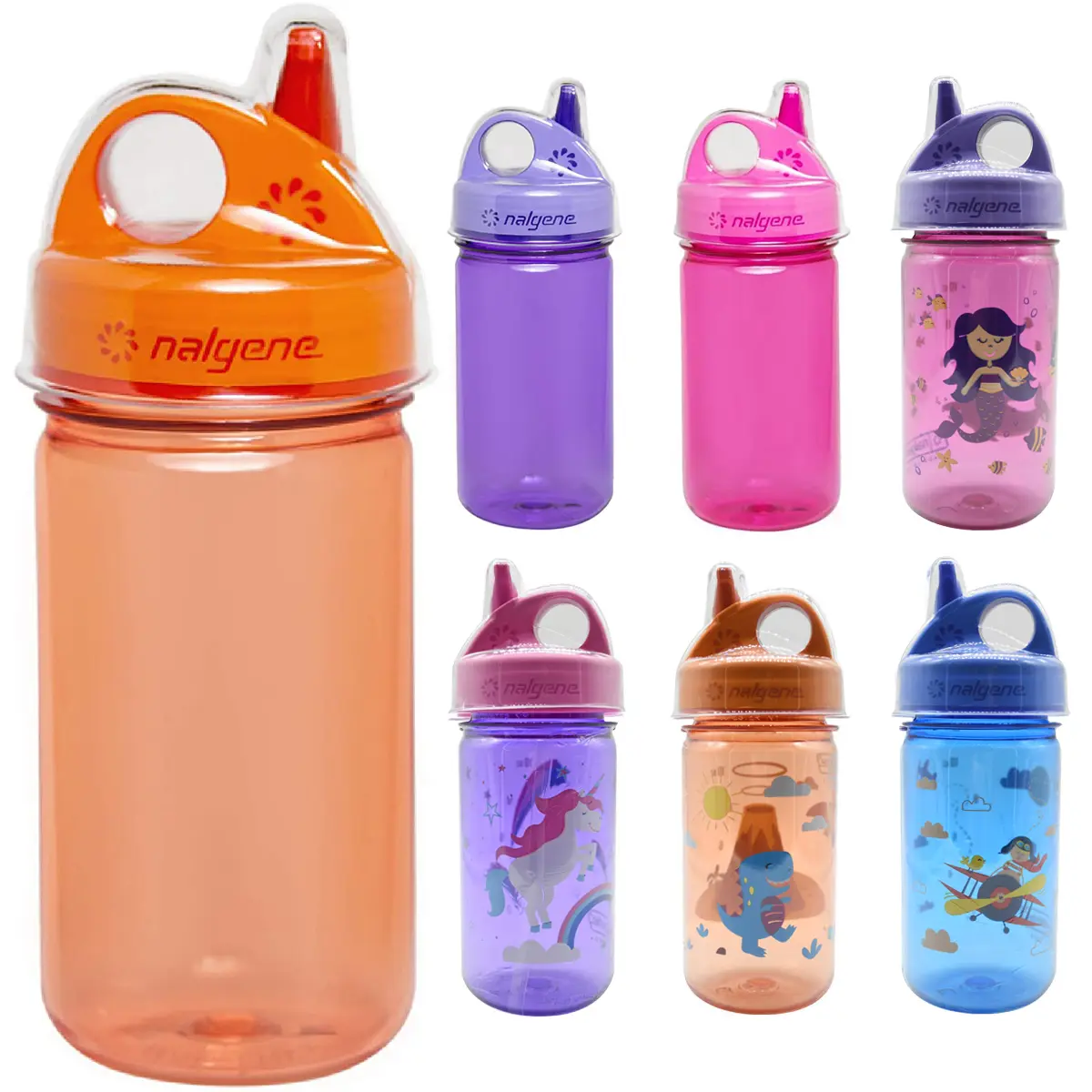 Nalgene Kid's Sustain 12 oz. Reusable Plastic Grip-N-Gulp Sippy Bottle with Lid, BPA-Free Drinkware for Kids