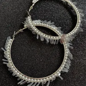 Exquisite Celestial Circlets Handcrafted Earrings with Sequins and Pearl-like Beads