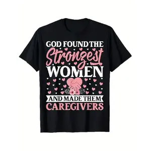 Strongest Caregivers T-Shirt - 100% Cotton, Comfortable Relaxed Fit with Inspirational Design - Perfect Gift for Men, Women, Family & Friends - Black, Sizes S-XXXL, Casual Wear Tshirt Bold Text, All-Season Casual Wear for Sport Fans | Playful Design