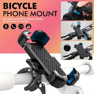 New Motorcycle Phone Holder 360° Adjustable Universal Bicycle Phone Holder for 4.7-7 Inch Phones Shockproof GPS Clip Smartphone Mount Stand Black-1Pcs