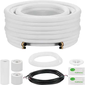 VEVOR 50ft Mini Split Line Set, 1/4 1/2 OD AC Copper Tubing Pipe, 3/8 White PE Thickened Insulated Coil with Flared Nuts, Strapping Tapes, for Mini Split Air Conditioner HVAC or Heat Pump SystemVEVOR Super Brand Day
