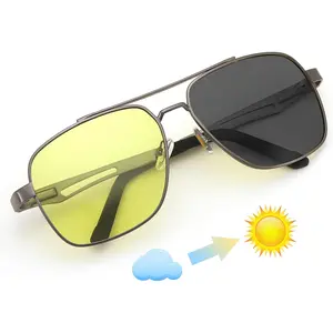 EyeconicFinds Polarized Aviator Photochromic Sunglasses Men Women for Day and Night Driving Metal Frame B0172