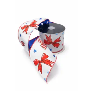 4" Dual Side Patriotic Bows & Blue Stars