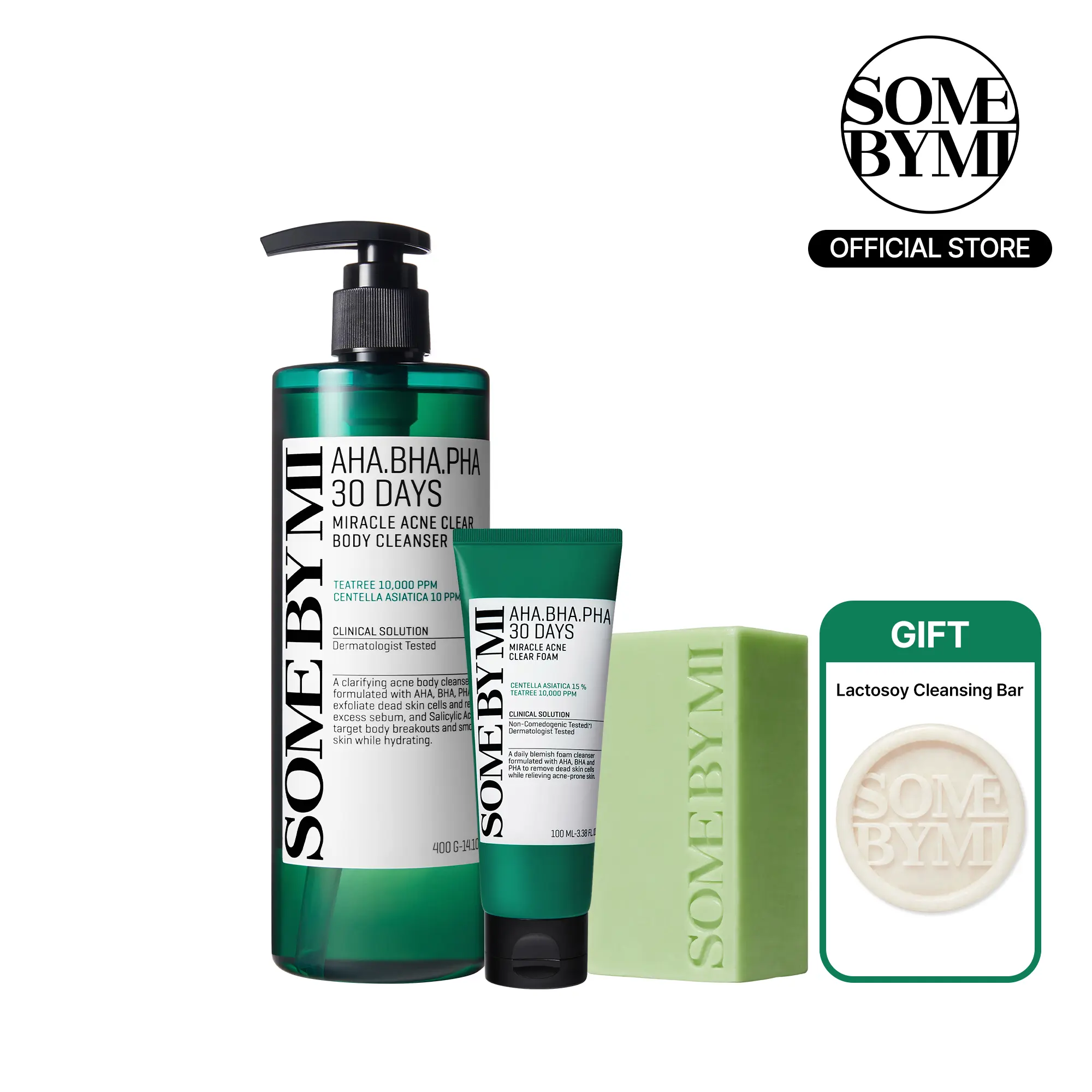 Miracle Acne Cleansing Set – Korean Skin Care – Foam & Soap & Body Wash 3-Step Routine to Treat Back Acne, Body Odor Control & Face Breakouts