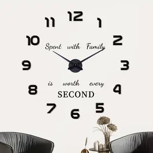 Modern Simple Large-Sized Creative DIY Wall Clock, Frameless Design, Quiet No Ticking Sound, Home Living Room Office Kitchen Decoration