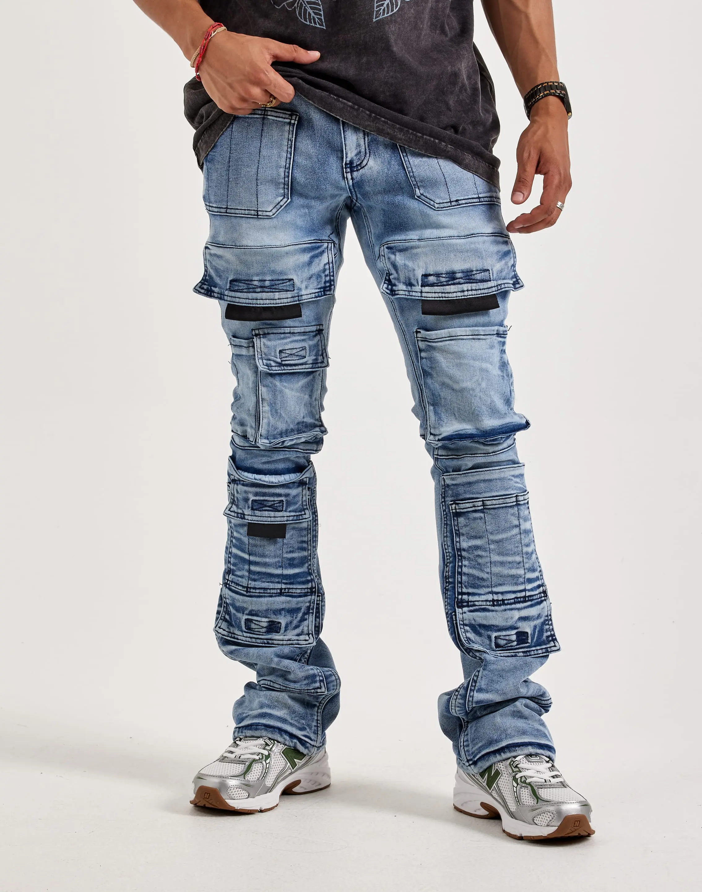 Mens Kloud 9 Stacked Cargo Denim Jeans