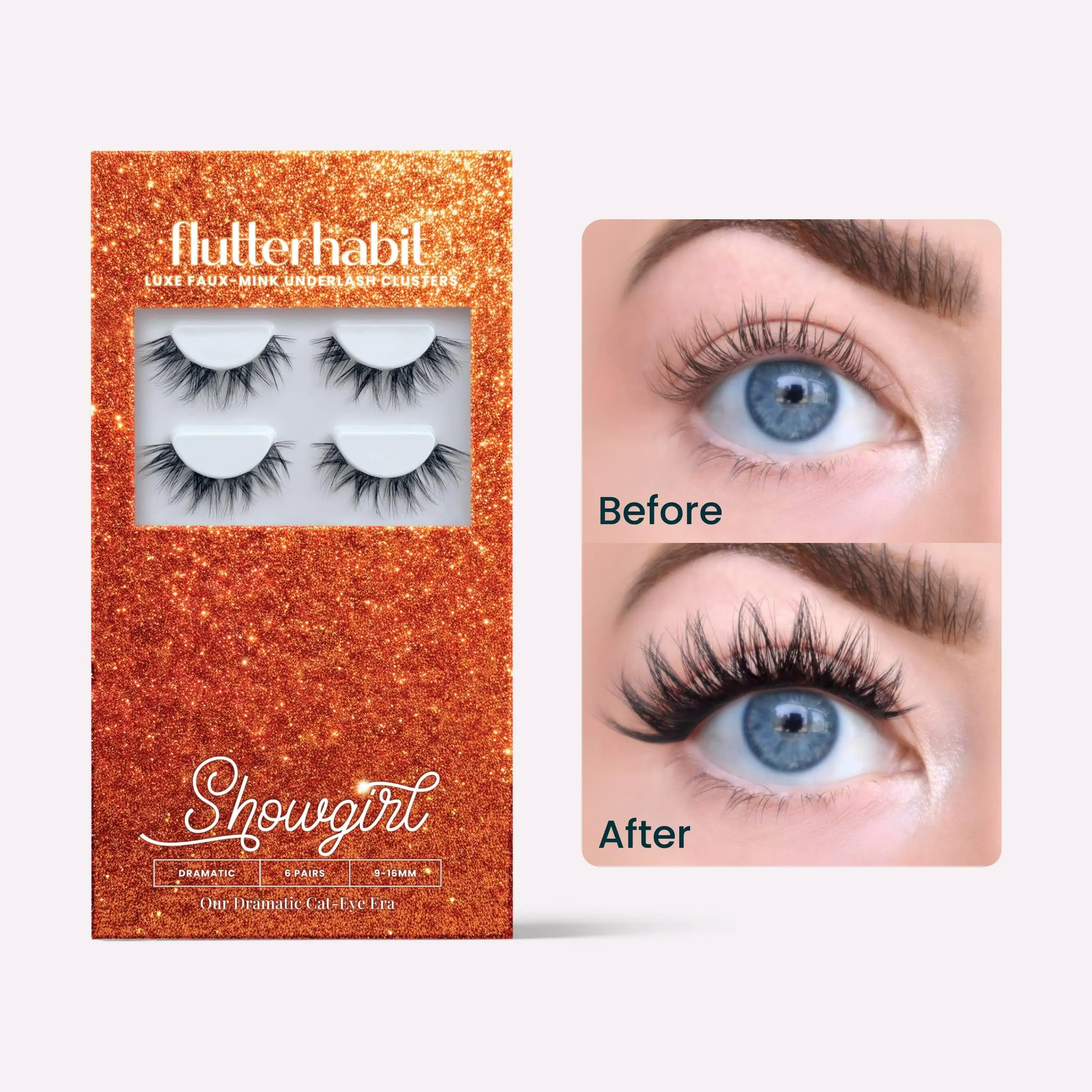 FlutterHabit | Showgirl - Cluster Lash Extensions | DIY At-Home Lash Extensions, Pre-Mapped, Up to 10 Days of Wear FlutterHabit | Showgirl - Cluster Lash Extensions | DIY At-Home Lash Extensions, Pre-Mapped, Up to 10 Days of Wear
