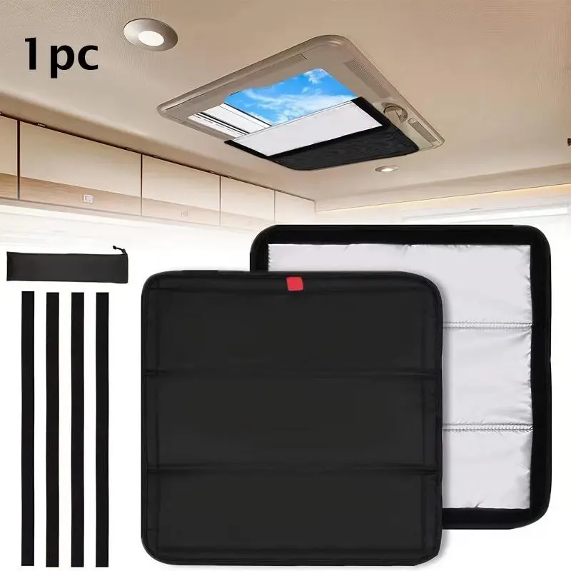 RV Sky Curtain, Air Change Window Cover Sunshade, Blackout Blocking Camping Trailer Fan Cover Privacy Curtain Paste Style Sunshade RV Screens, RV Curtains, Foldable Sunshade Cover, Collapsible Window Sunshade