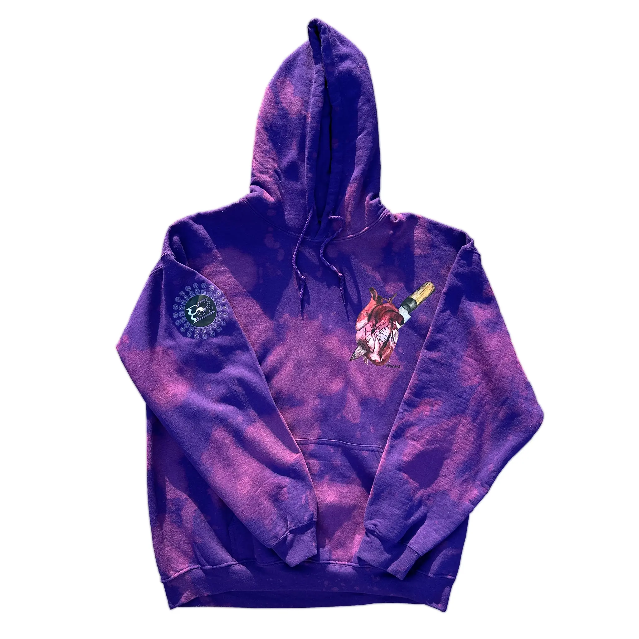 Heart Pains Purple Cotton Pullover Hoodie