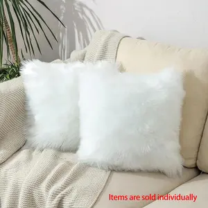 Soft Couch Throw Pillowcase, 1 Count Solid Color Plush Pillow Case, Soft Furry Cushion, Decorative Cushion Cover without Filler for Home Sofa Bed