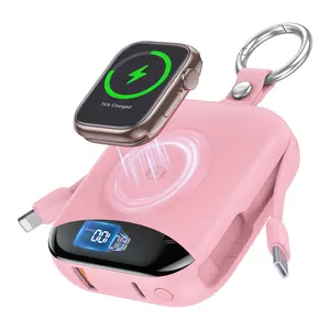 Diamuar Portable Charger, 10000mAh 22.5W Fast Charging Power Bank with Built-in Cables, Travel Essential Battery Pack with LED Display, Keychain Battery Phone Charger for iPhone, iWatch 10/9/8/7/6/SE/5/4