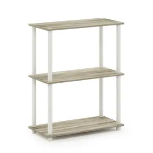 TURN-N-TUBE Storage Shelves, 3-Tier Book Shelf, Corner Shelf, Toolless Open Shelves, for Organization and Storage, Living Room, Garage, Home Office, Sonoma Oak