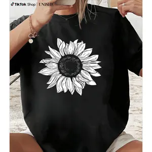 Bright Floral Tee for Women – Casual Short Sleeve with Round Neck for Summer