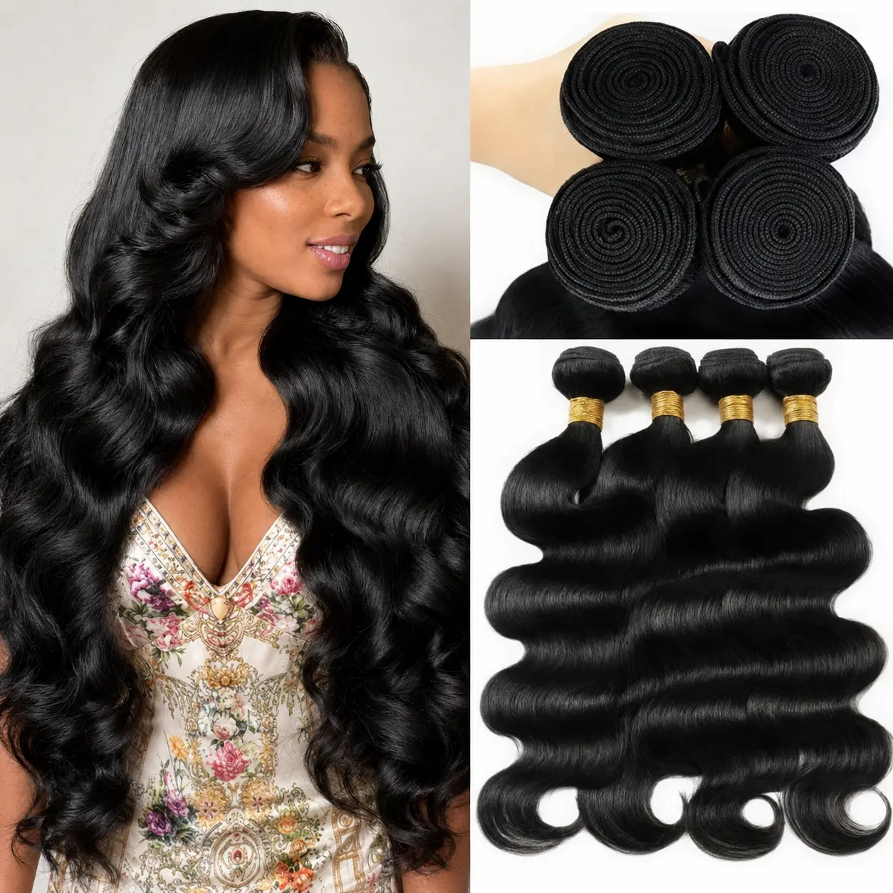 12A Human Hair Bundles  straight and body  Human Hair Bundles Real Natural Black Human Hair Extensions