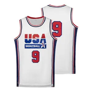 Basketball Jerseys Vintage Basketball Uniforms 1992 USA Basketball Olympics Jersey 90s Dream Team, Stitched Men Jersey Whte Navy  S-3XL