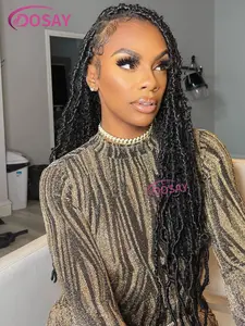40" Long Synthetic Full Lace Front Wig Faux Dreadlocks Knotless Braided Wigs for Black Women Twist Braids Lace Front Wig