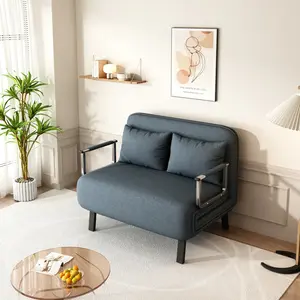 Tri-Fold Convertible Sofa Bed with Adjustable Backrest & Pillow, Sturdy Iron Frame Chaise Lounge for Home & Office bed frame