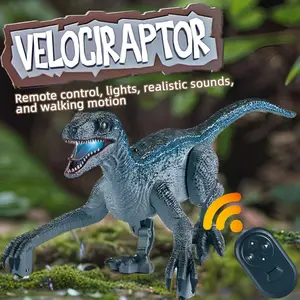 Remote Control Velociraptor Dinosaur Toy – Realistic Walking with Cool Lights & Sound Effects, One-Key Demo, Blue/Brown Design, Perfect for Dinosaur Adventures, Best for Holiday and Birthday Gifts