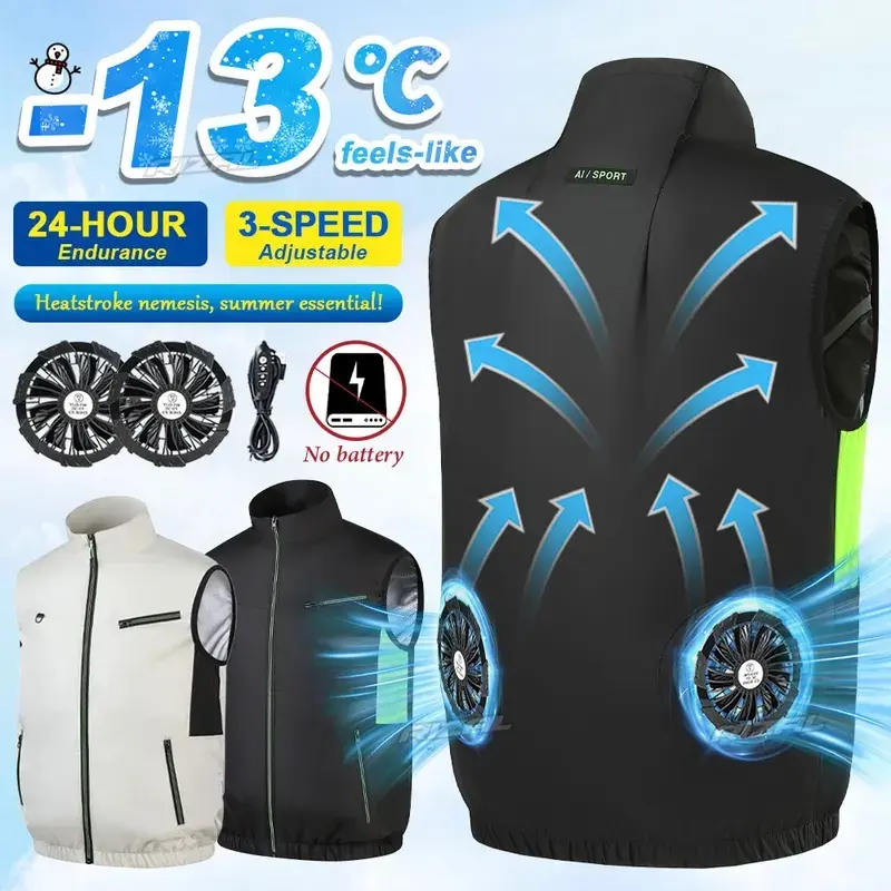 2025Summer Cool Vest,Wearable Cooling Fan, Air-conditioned Clothes Continuous cooling 13 Hours,for High Temperature Work Fishing