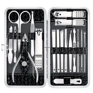 Nail Clippers Set Fingernail and Toenail Clipper Cutters for Men and Women, Professional Manicure Pedicure Grooming Kit, 18 Pieces Stainless Steel Nail Care Tools with PU Leather Travel Case