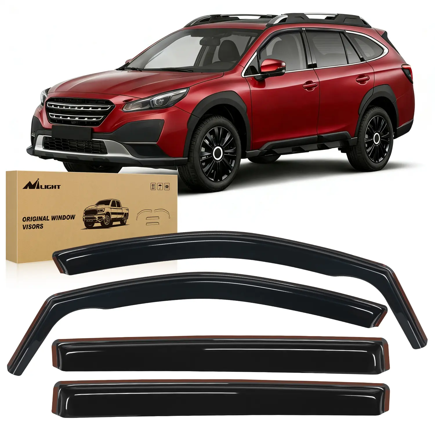 Nilight Smoke Tint In-Channels Side Window Rain Guards for Subaru Outback 2020-2025, 4PCS Aerodynamic Tool-Free Car Exterior Accessories, Wind Noise Reducer, Fog Reduction Cover, Car Wash Safe Vent Visors