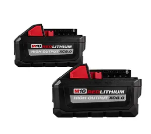 Milwaukee 18Ah 6.0Ah 48-11-1880 M18 XC8.0 High Output Battery Packs for Power Tools (2 pack)
