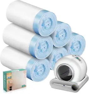 80 Count Waste Bags for Self-Cleaning Cat Litter Box, Replacement Extra Large Cat Litter Box Liners, 4 Rolls Drawstring Trash Bags for Robot, 20 x 18 Inches（4 Packs/80 Counts）