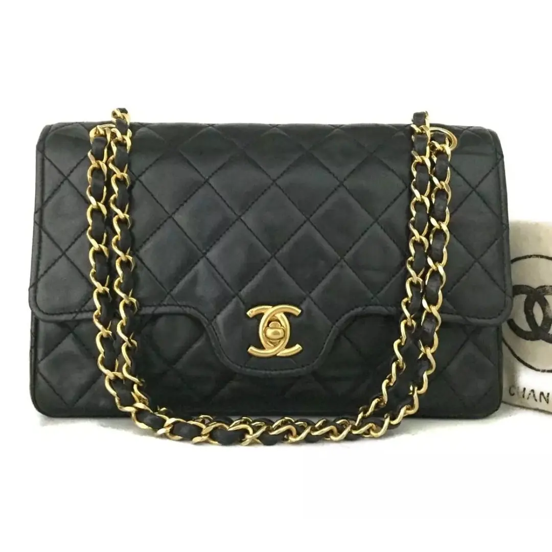Pre-owned CHANEL leather Shoulder Bags Preowned Quilted Matelasse CC Logo Lambskin Chain Shoulder Bag