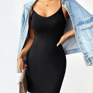 Avidlove Women's Full Slip Under Dress Adjustable Spaghetti Strap Camisole Mini Dress Knee Length Slips Nightwear