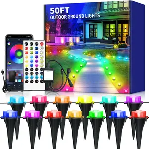 Permanent Outdoor Ground Lights Smart Color Changing, Pathway Christmas Lights Waterproof, Walkway Lighting for Outside Garden Back Yard Driveway Patio Sidewalk Landscape Path Decorations