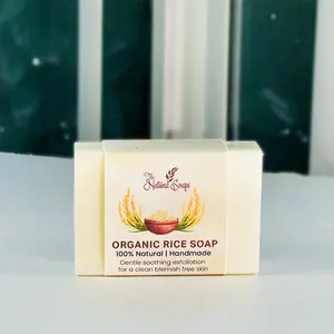 The Natural Soaps Organic Rice Soap - 100% Natural Handmade Gentle Exfoliating Soap with Natural Rice Grains for Smoother Skin