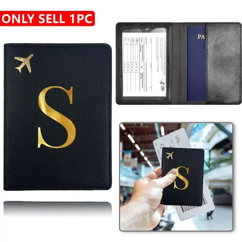 Letter Pattern Passport Holder, Passport Cover, 1 Count Water-Resistant Travel Wallet Passport Case, Lightweight Air Ticket and Vaccine Card Organizer, Travel Document Holder, Ideal for Wedding Gifts & Newlywed Travel