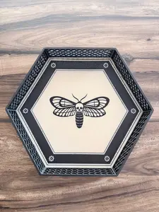 Death Moth Dice Tray – Hexagonal Dice Rolling Tray for D&D, MTG & Tabletop Games