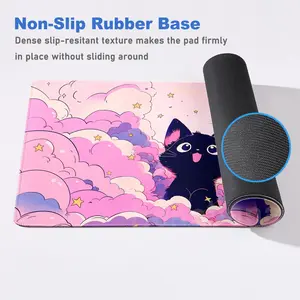Pink Cloud Black Cat Mouse Pad | Kawaii Anime Desk Mat | Oversized Non-Slip for Gamers & Anime Fans | Dreamy Pastel Aesthetic | Perfect for Gaming Setup & Desk Decor#FYP #KawaiiCat #PastelClouds #GamingMat