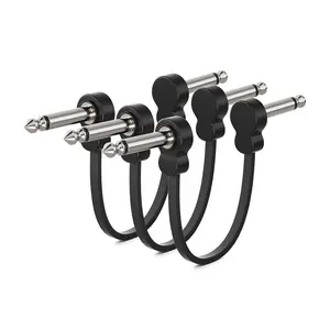 3 Pack Guitar Patch Cables, Premium 5 Inch Right-Angle 1/4" TS Pedal Board Cable, Oxygen-Free Copper & Dual Shielding for Ultra Low Noise, Space Saving Flat Design Guitar Pedal Accessories