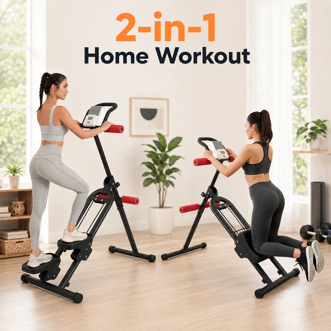 2-in-1 Stair Stepper and Ab Trainer for Home Gym, Cardio Core Workout Machine with LCD Monitor 2-in-1 Stair Stepper and Ab Trainer for Home Gym, Cardio Core Workout Machine with LCD Monitor