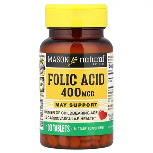 Mason Natural Folic Acid, 400 mcg, 100 Tablets