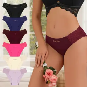 Women's Sexy Lace Cheeky Panties Bikini Briefs Pack,Comfort Flex Fit Soft Breathable No-Show High Leg Lady Underwear Cute Undies Knickers