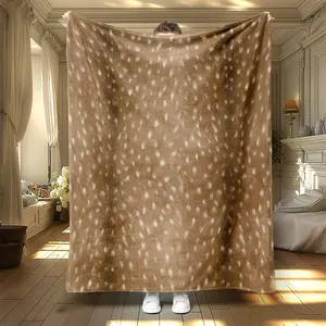 Elegant Deer Texture Blanket, Soft Warm Flannel Throw for Office Living Room Bed Sofa, Digital Print Gift for Thanksgiving Birthday, Soft Warming Blanket