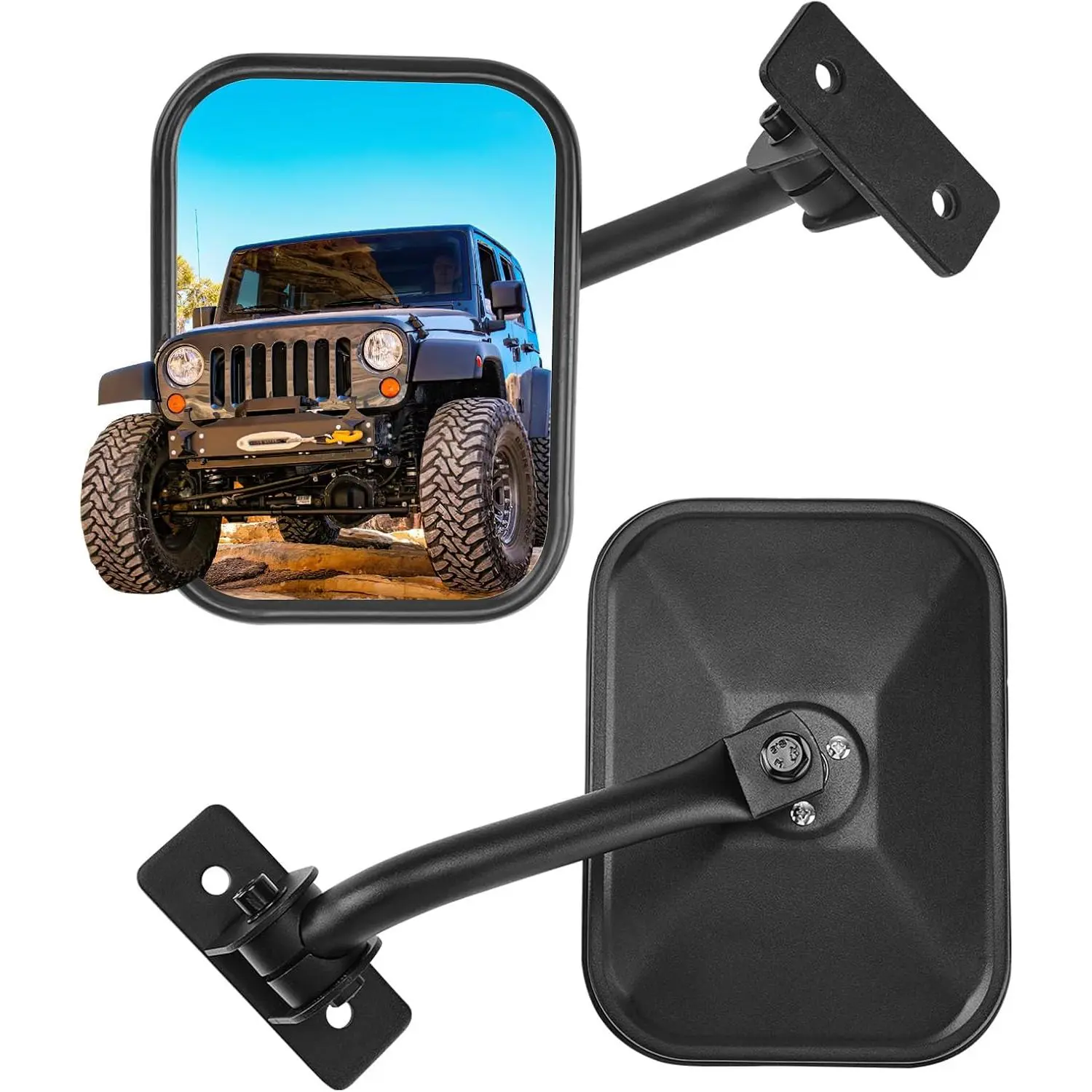 Mirrors Doors Off Compatible with Wrangler TJ JK JKU 1997-2018, Easy-Install Side View Mirrors, No Vibration & Wobble, Does Not Fit on Doors