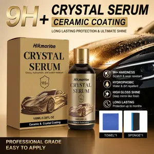 Car Ceramic Crystal Coating Serum 100ml 9H+ Hardness Hydrophobic Scratch Resistant Long Lasting High Gloss DIY Car Detailing Paint Protection Kit
