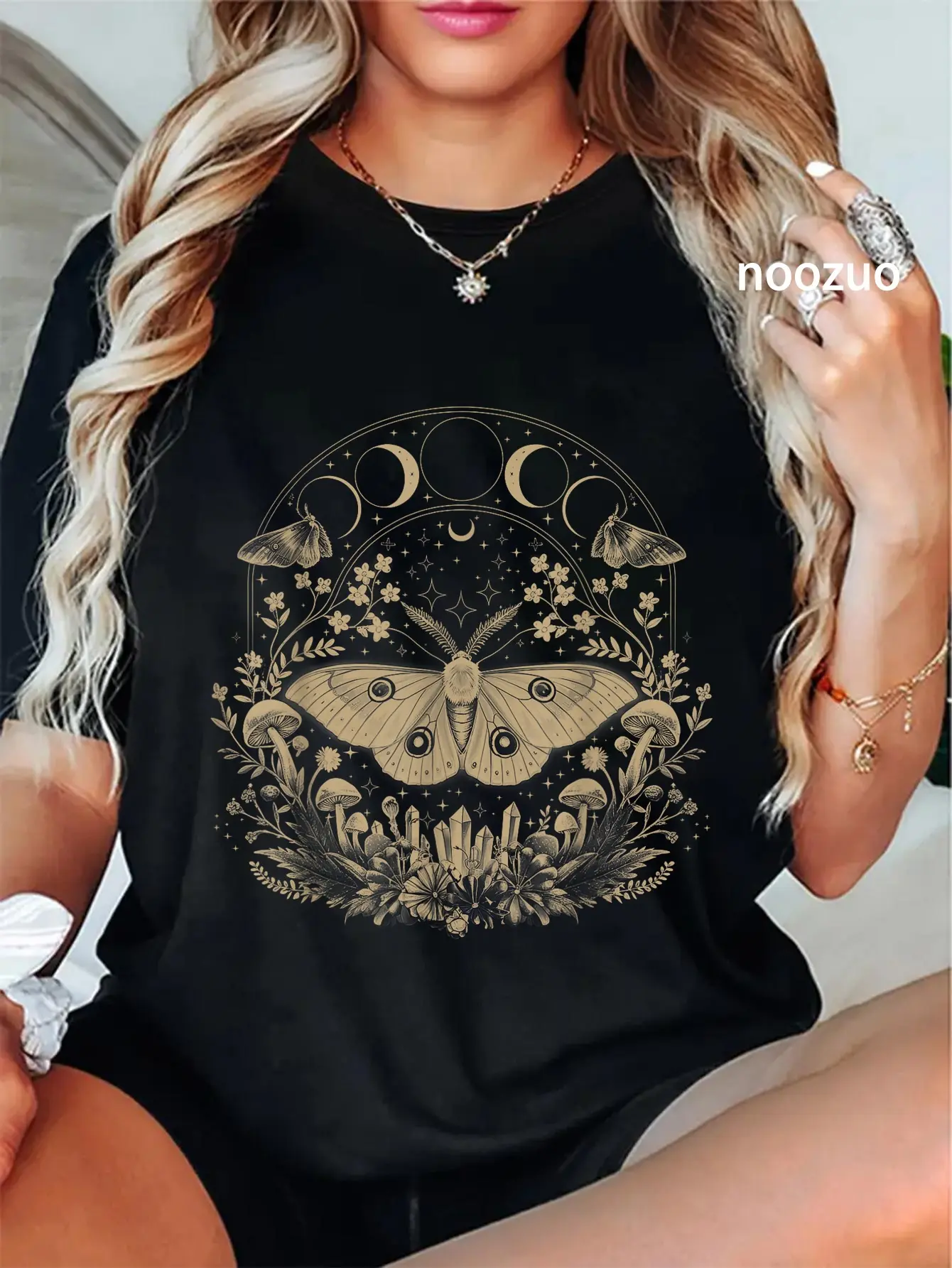 100% Cotton Cute Fairycore Moth Therian Aesthetic Floral for Girls Women T-Shirt