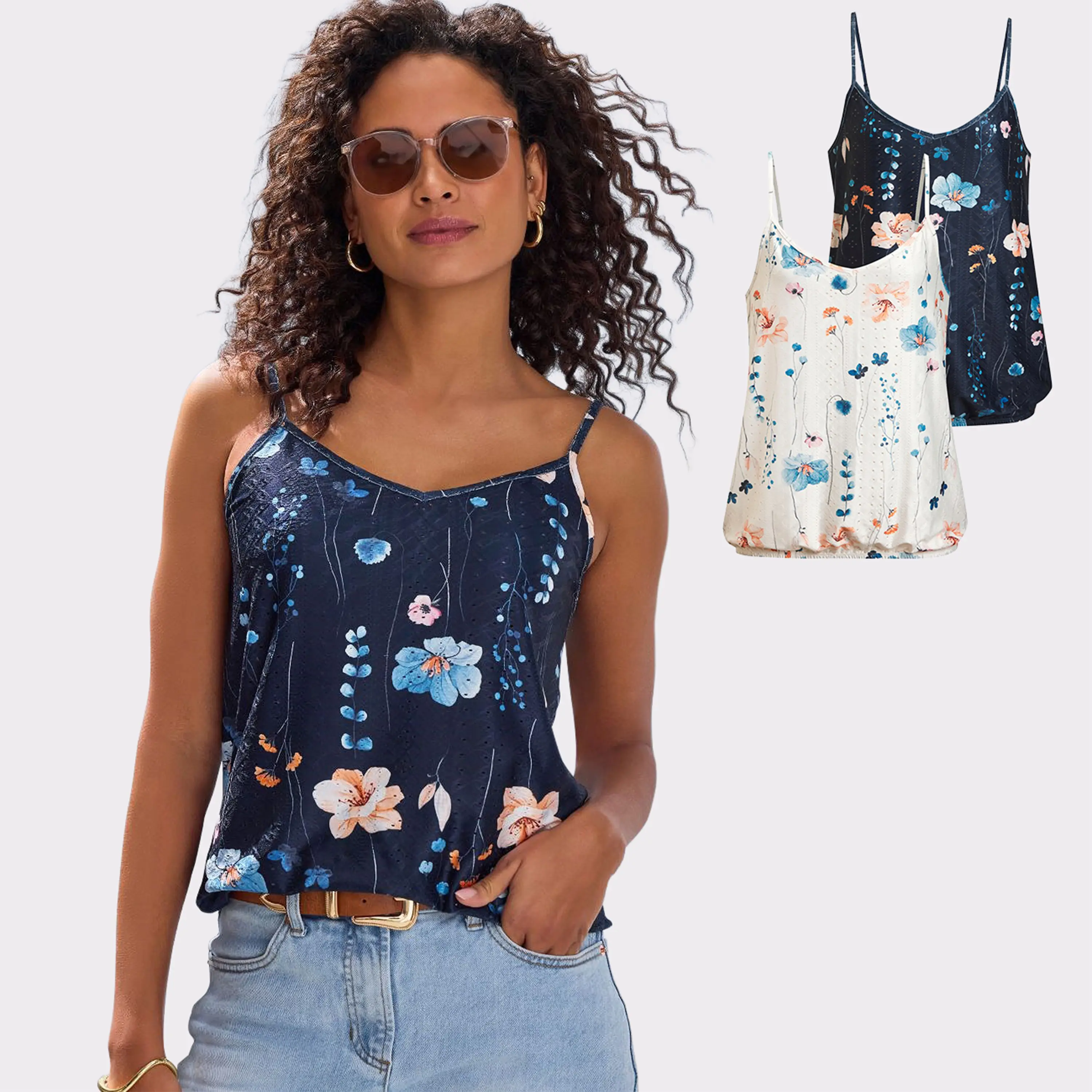Women's 2 Pack Printed Eyelet Tops